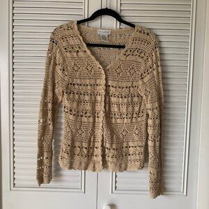 Vintage White Stag Crochet Knit Cardigan